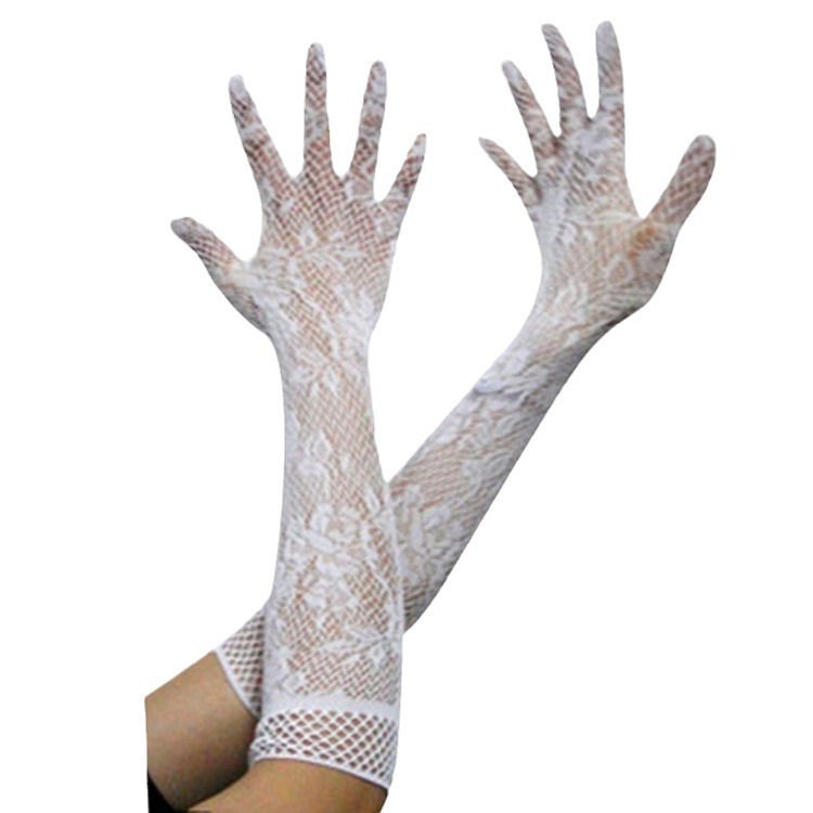 Picture of Night Spring Style Sexy Transparent Lace Super Elastic Gloves Bride Nurse Maid Sexy Lingerie Seductive Set