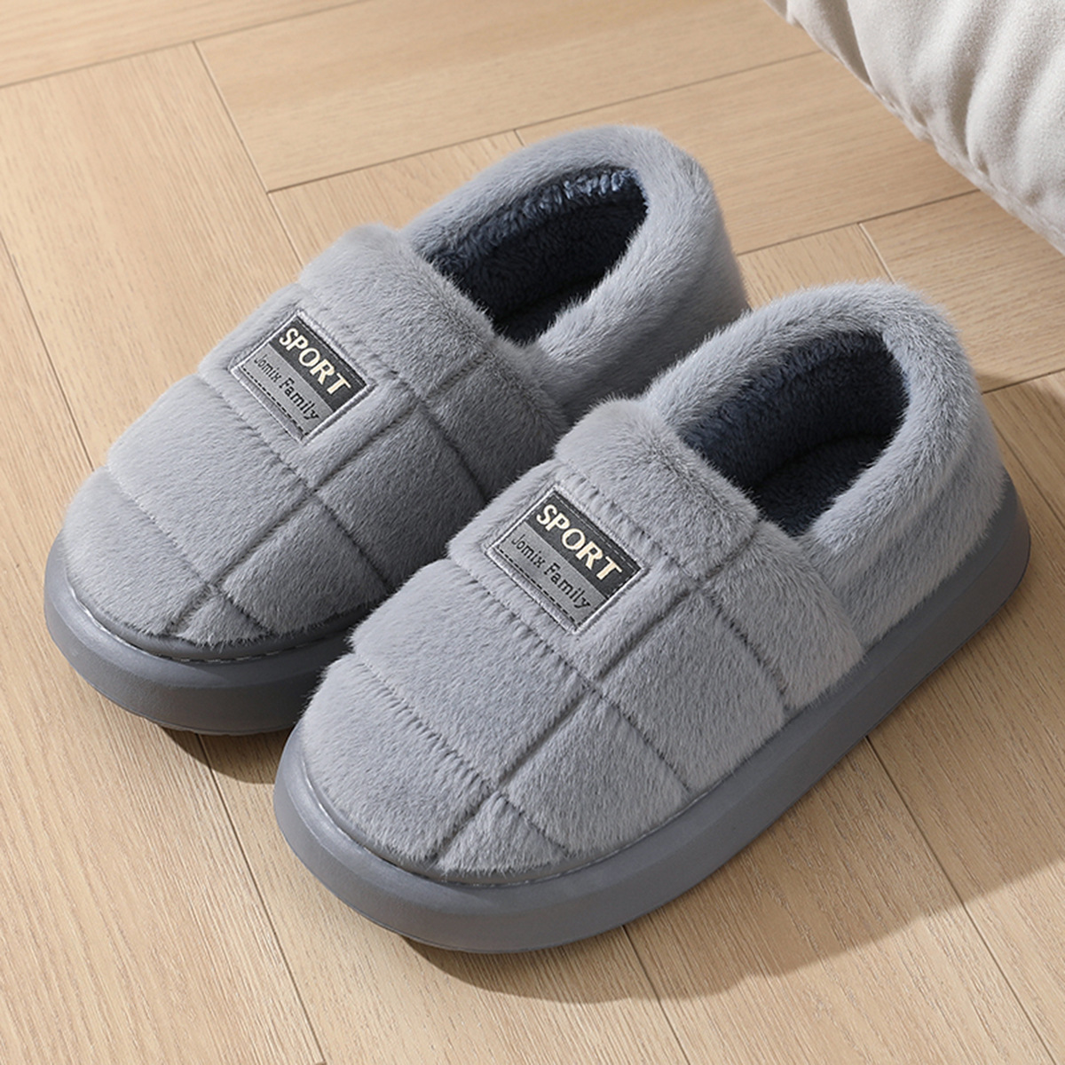 Men's extra-large cotton slippers with heels for winter indoor home and home comfortable cold-proof plush cotton shoes for men's in stock
