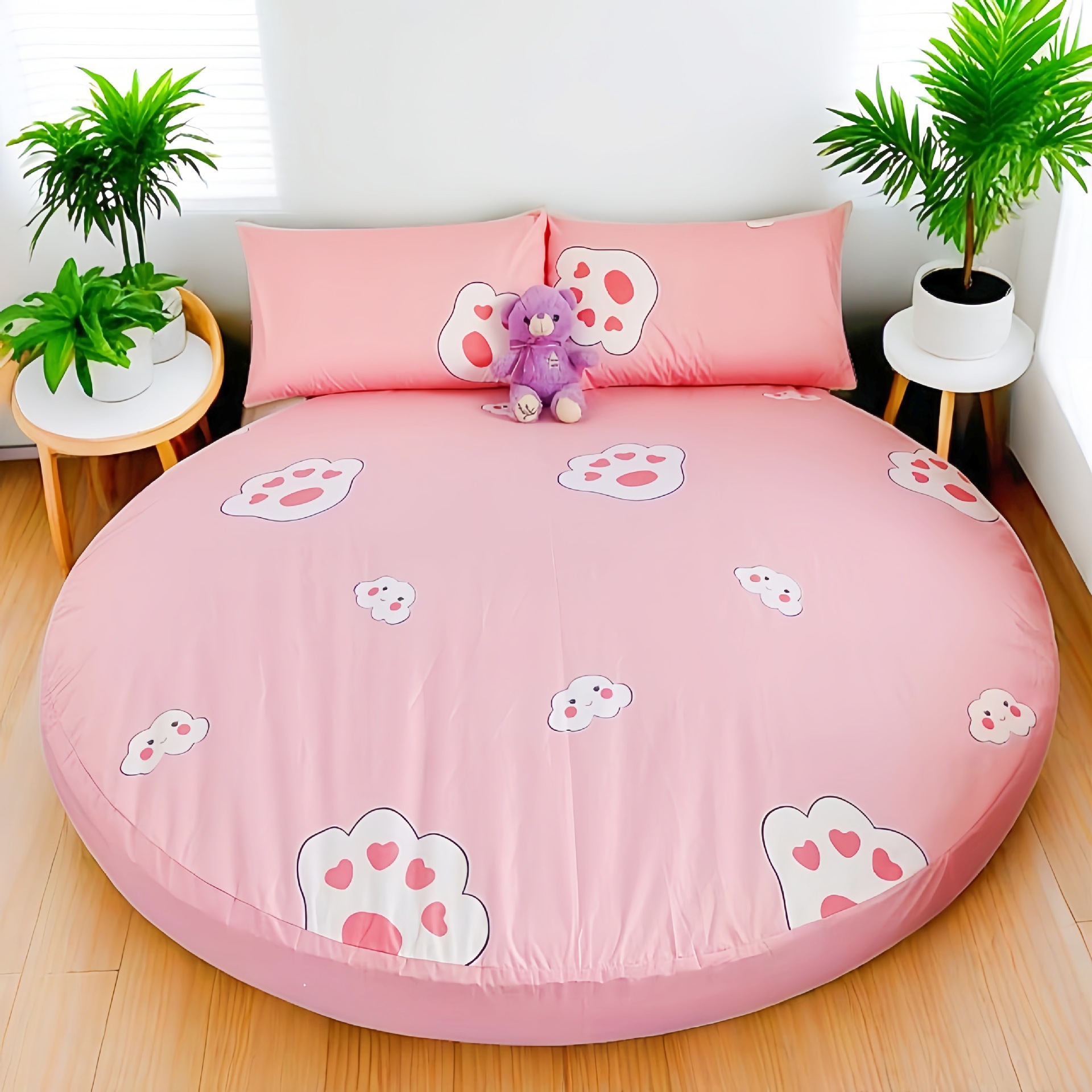 Picture of Cross-border Amazon Shrimp Hotel Round Waterproof Round Bed Cover Four-piece Bed Cover Simmons Mattress Cover Dust-proof
