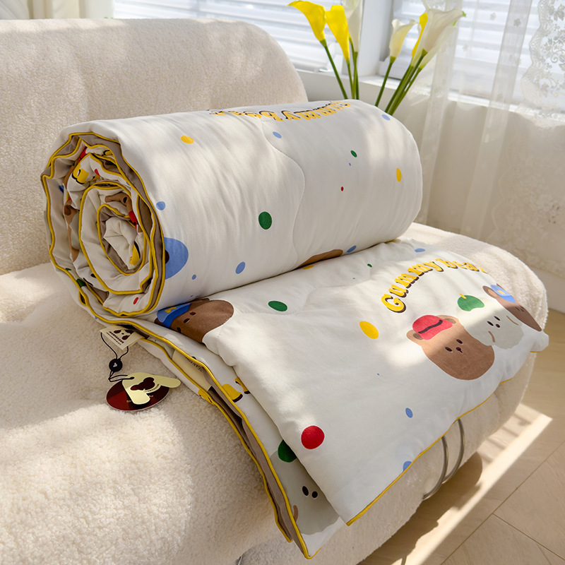 Picture of ClAss A WAshed Cotton Summer Cool Quilt ins Style Summer Soy Fiber Summer Quilt MAchine WAshAble Skin-friendly Air-conditioned Quilt WholesAle Group PurchAse