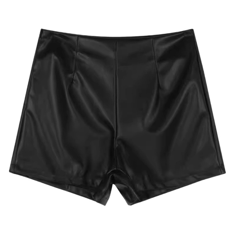 2023 New Winter and Autumn Puleather Shorts Women's High Waist Slimming Fashionable Tight Pants Sexy Hot Girl Hip Boots Pants