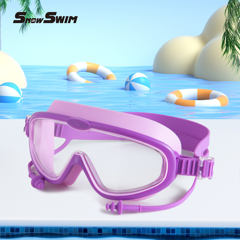 Picture of Children bag swimming goggles girls boys swimming equipment glasses waterproof anti-fog big frame professional diving swimming goggles factory