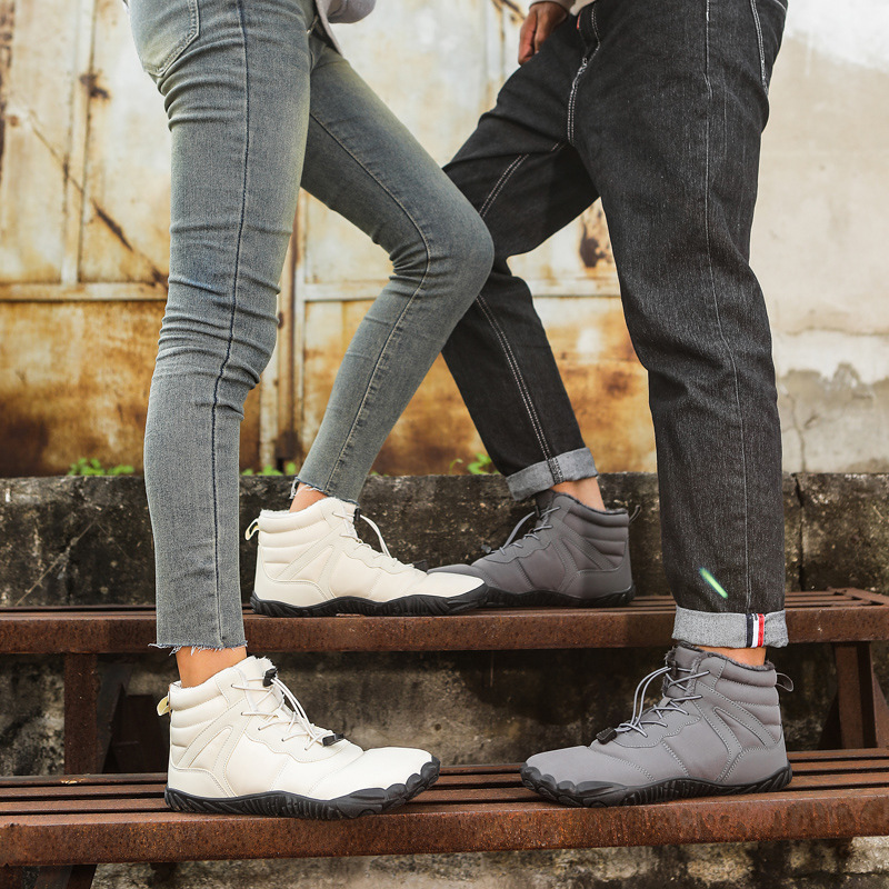 Cross-Border Couple's Fleece-Lined Hiking Shoes for Men, Snow Boots, Five-Finger Cotton Shoes, Off-Road Non-Slip Casual Snow Shoes, Cold-Resistant
