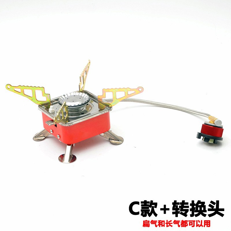 Picture of Outdoor Mini small square stove gas stove portable folding card stove camping stove picnic kettle cooker