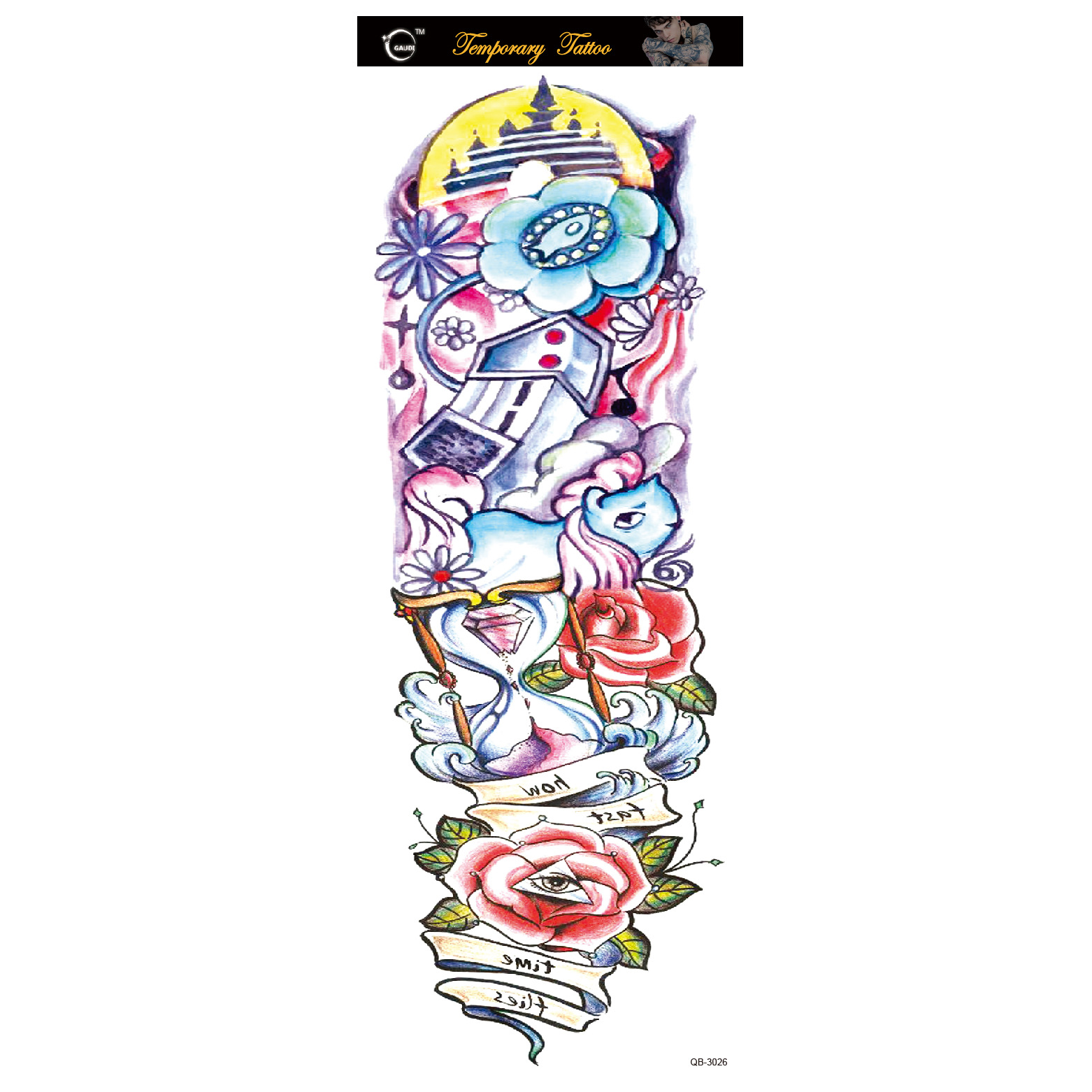 Picture of Large Flower Arm Tattoo Sticker Full Arm Waterproof Tattoo Temporary 400 Optional Full Arm Tattoo Sticker