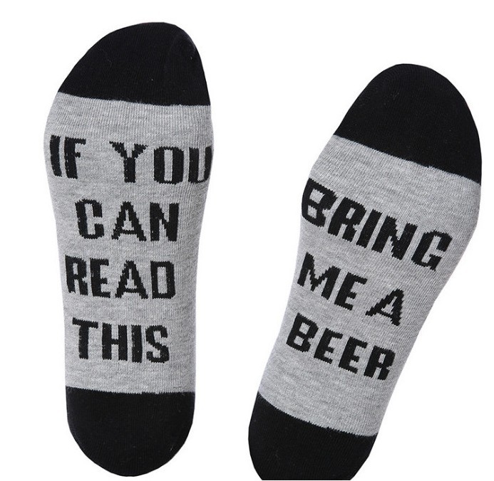 IF YOU CAN READ THIS men's and women's English alphabet embroidered cotton mid-tube socks wish explosions