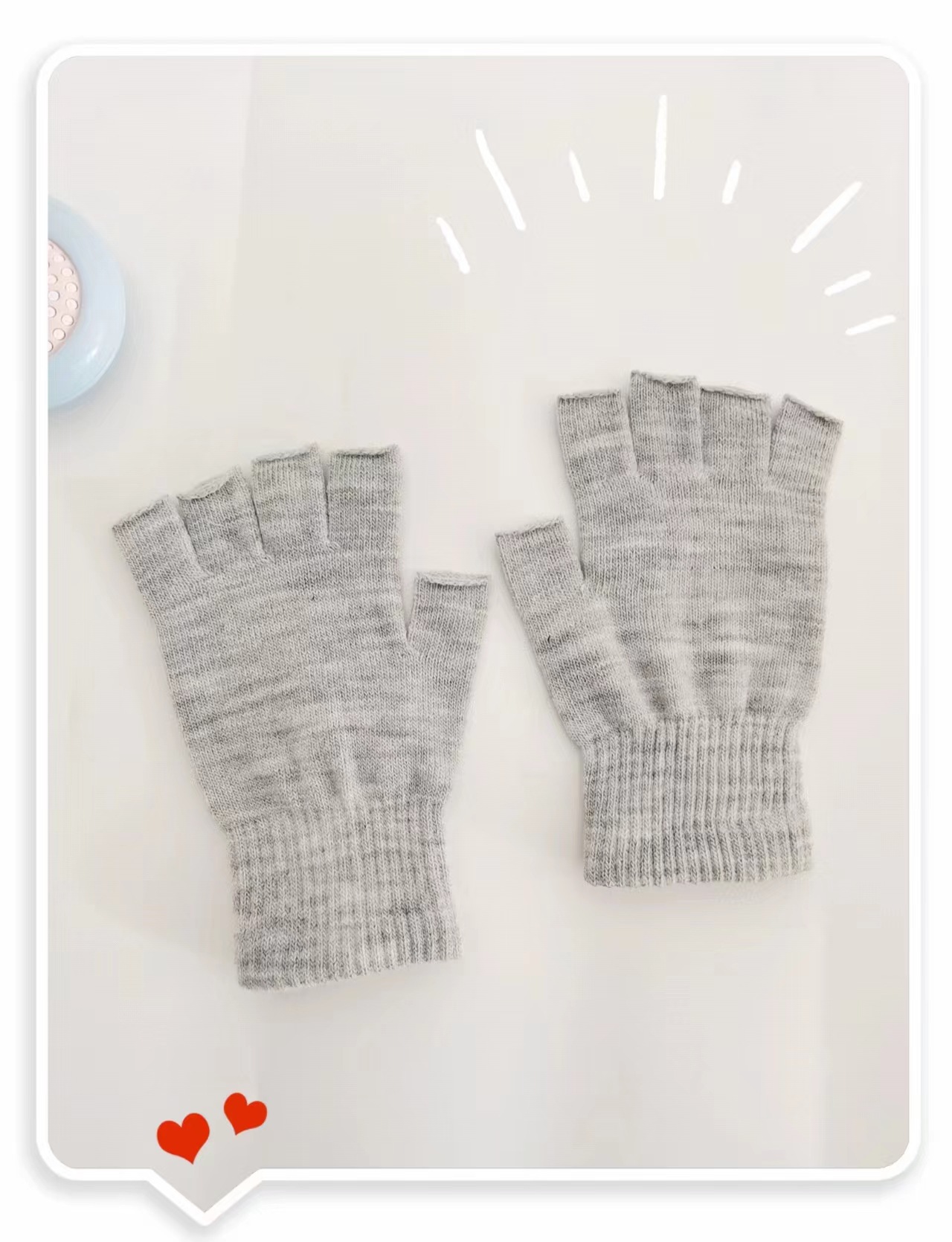 Picture of Black half finger finger elastic stretch acrylic knitted winter gloves for mobile phone