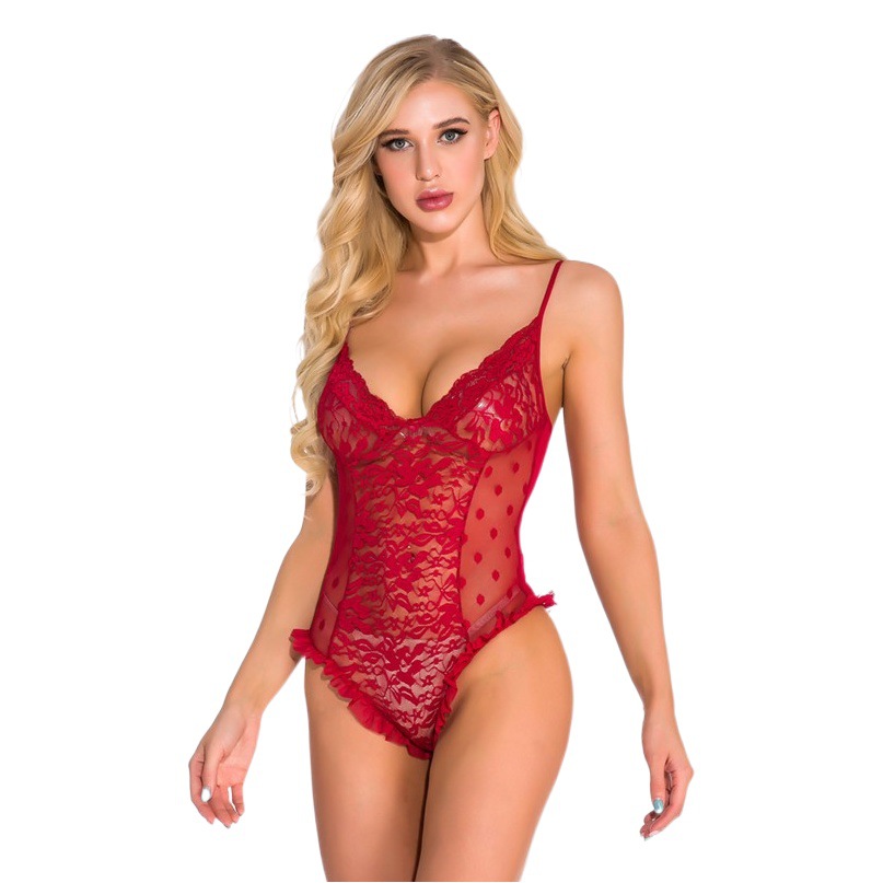 European and American Sexy Lingerie Women's Lace Sexy Pajamas Casual Home Jumpsuit Sexy Home 3456