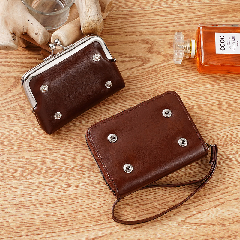Picture of Ready Supply Factory Cross-Border Supply Women's Buckle Coin Purse 4inch Zipper Clip Bag Clutch Bag Retro Bag