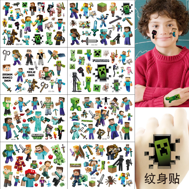 Minecraft Game Time Disposable Tattoo Stickers Children's Tattoo Stickers Birthday Party Tattoo Stickers Water Turn