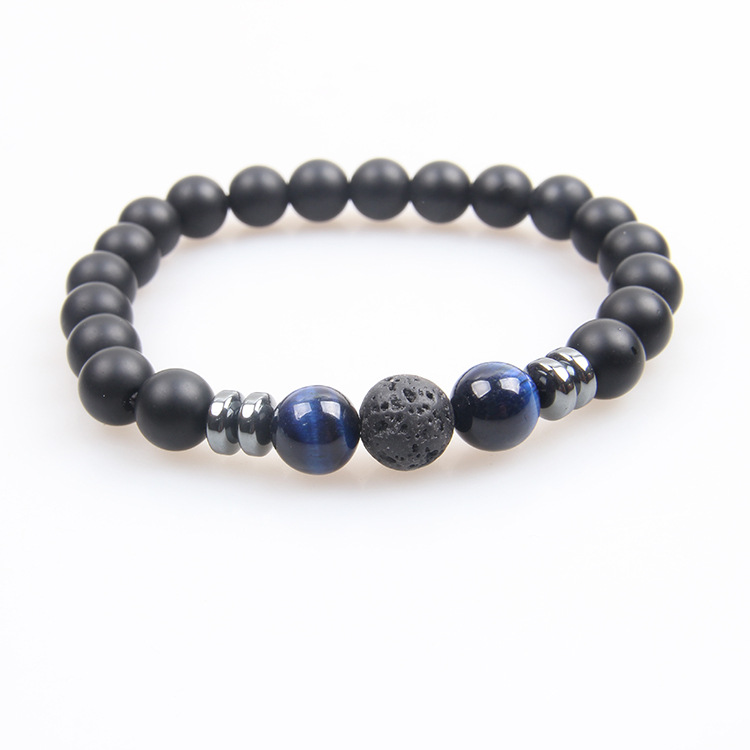 Picture of Zhou Lianfa Tiger Eye Bracelet Men's 8MM Beads suit Elastic Adjustable Black Crystal Beads Suitable for Ladies Ceremony