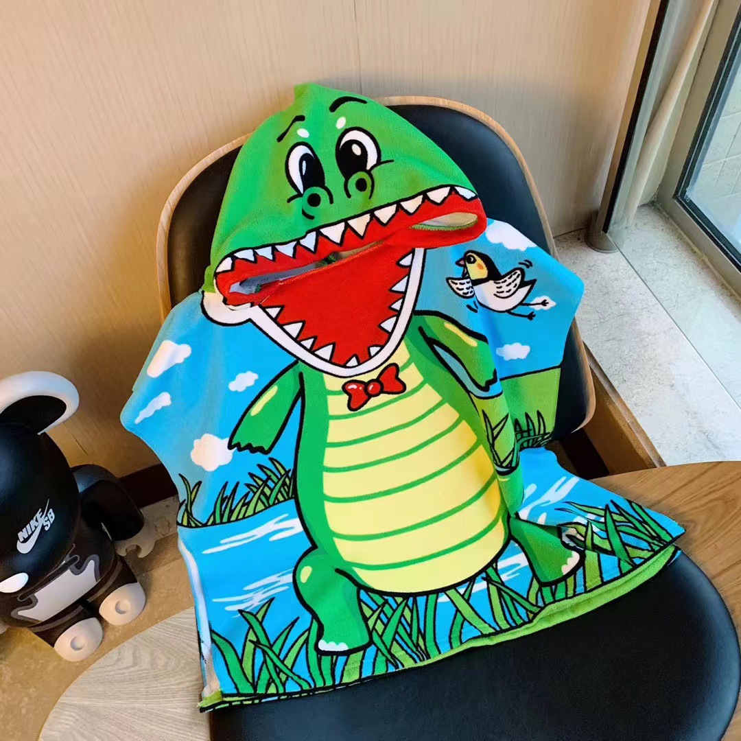 Picture of Cute Cartoon Children's Bath Towel Cloak Soft Skin-friendly Hair-free Bath Water Absorbent Quick-drying Wearing Baby Bath Towel