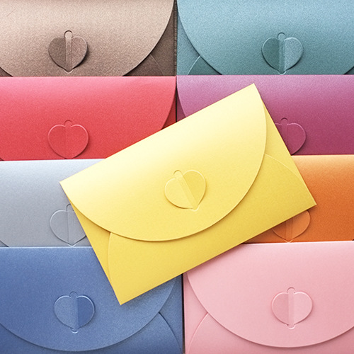 Retro Creative Colorfulful Thickeneded Large Heart Style Pearlescent Paper Special Paper Growth Gift Envelope Postcard Envelope