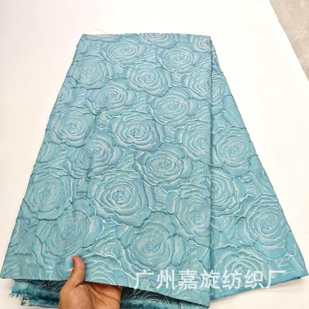 New full-length rose embossed three-dimensional design fashion jacquard fabric Chinese cheongsam dress fabric