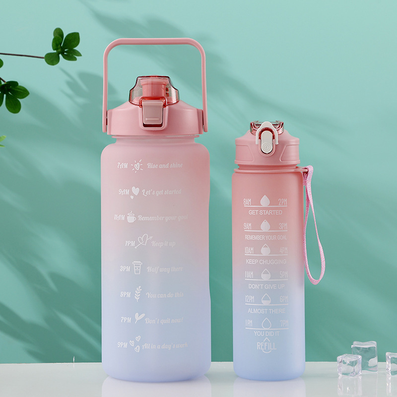 Picture of Two-piece Gradient Sports Large Cup Fitness Kettle Portable Outdoor Internet Celebrated Plastic Large Capacity Space Cup for Girls
