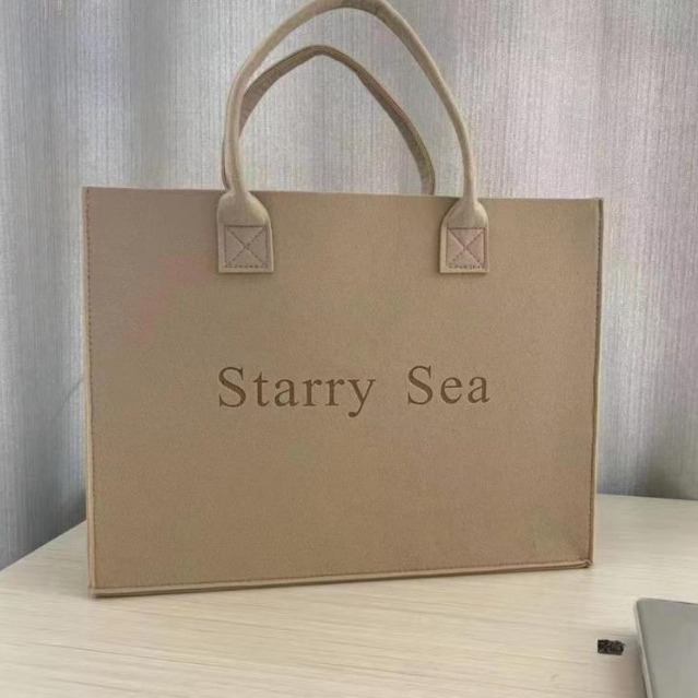 Felt Portable Shopping Bag Open Print LOGO Felt Bag Holiday Gifts Solid Color Tea Bag Commuter Gift Bag