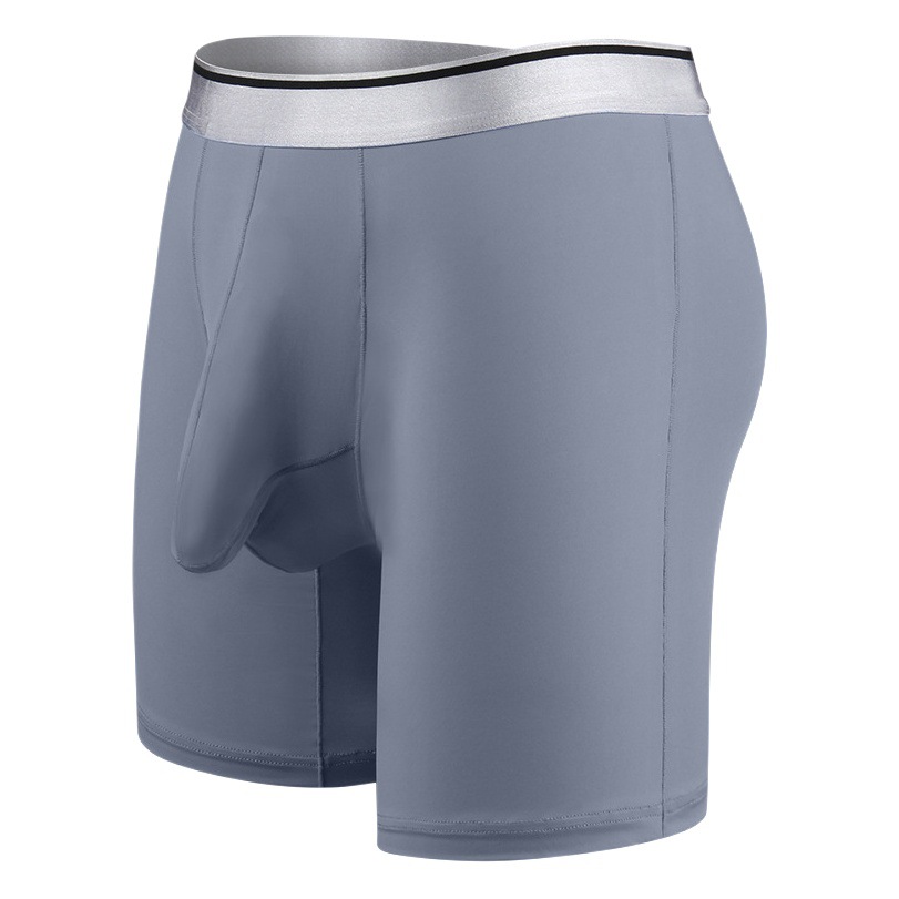 Men's Sports Underwear, Men's Ice Silk Boxer Scrotum Drag Bag, Anti-Wear Leg Extension, Plus Fat Plus Size Boxer Briefs