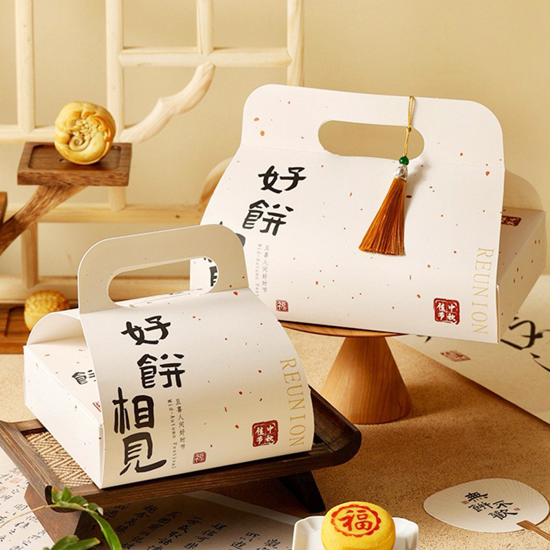 2025 New Creative Liuxin Mooncake Box Mid-Autumn Festival Gift Box Reunion Packaging Box 4 Pieces 6 Pieces Egg Yolk Crisp Box in Stock
