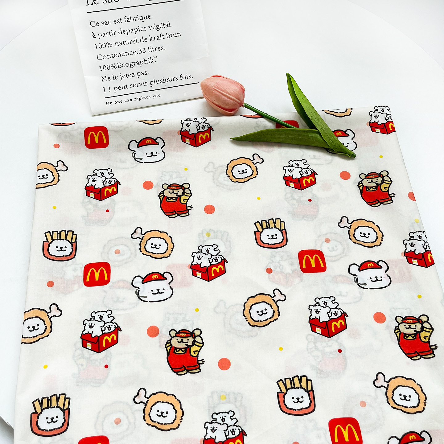 Cotton 60 Count Poplin Mcdonald's Puppy Digital Printing Fabric Clothing Women's Dress Shirt Skirt Fabric