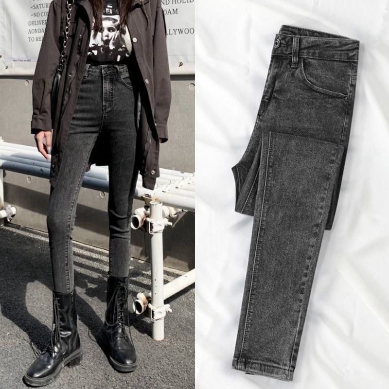 Picture of Jeans Women's High-Waist Slim-Fit Slimming Skinny Pants 2021 Spring and Autumn New Stretch All-Match Outer Wear Cropped Pencil Pants