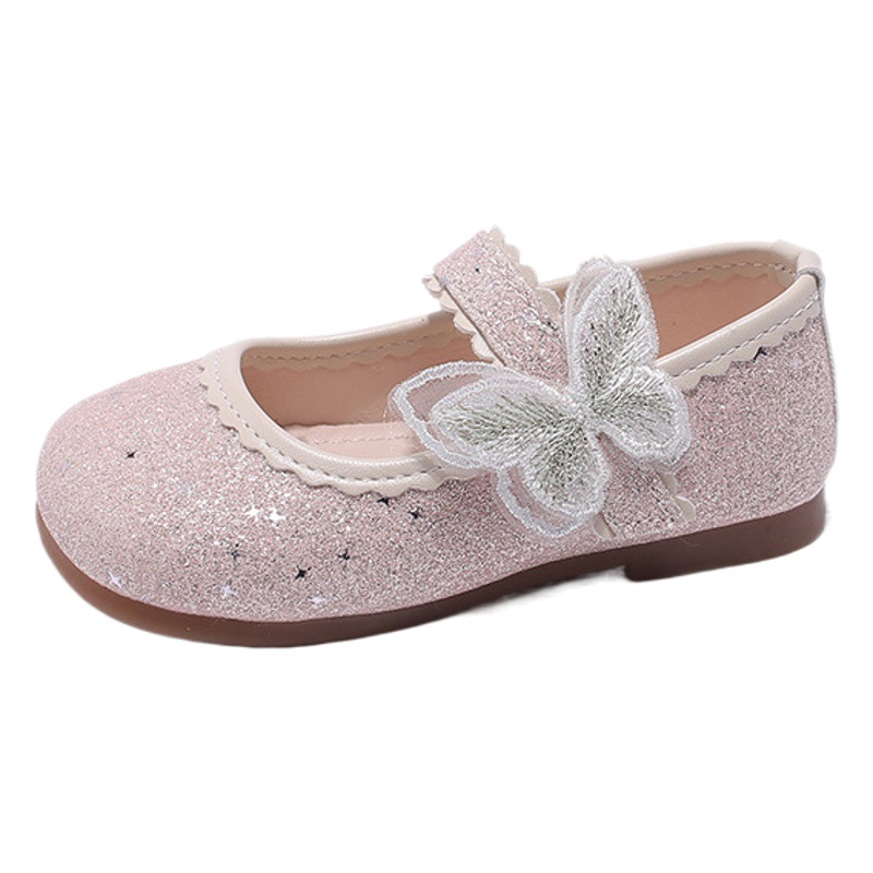 2025 Spring New Girls' Shoes Easiest for Match Fashionable and Cute Princess Shoes for Big Children Butterfly Student Small Leather Shoes Trendy