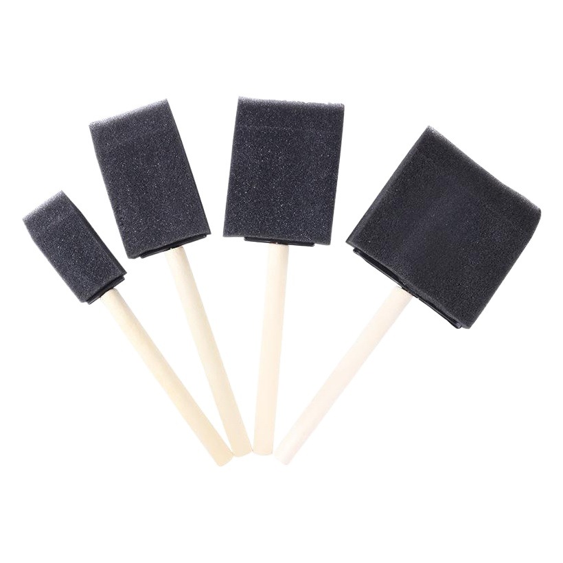 Single wooden handle black sponge kindergarten painting tool painting brush children's graffiti diy single black sponge painting brush