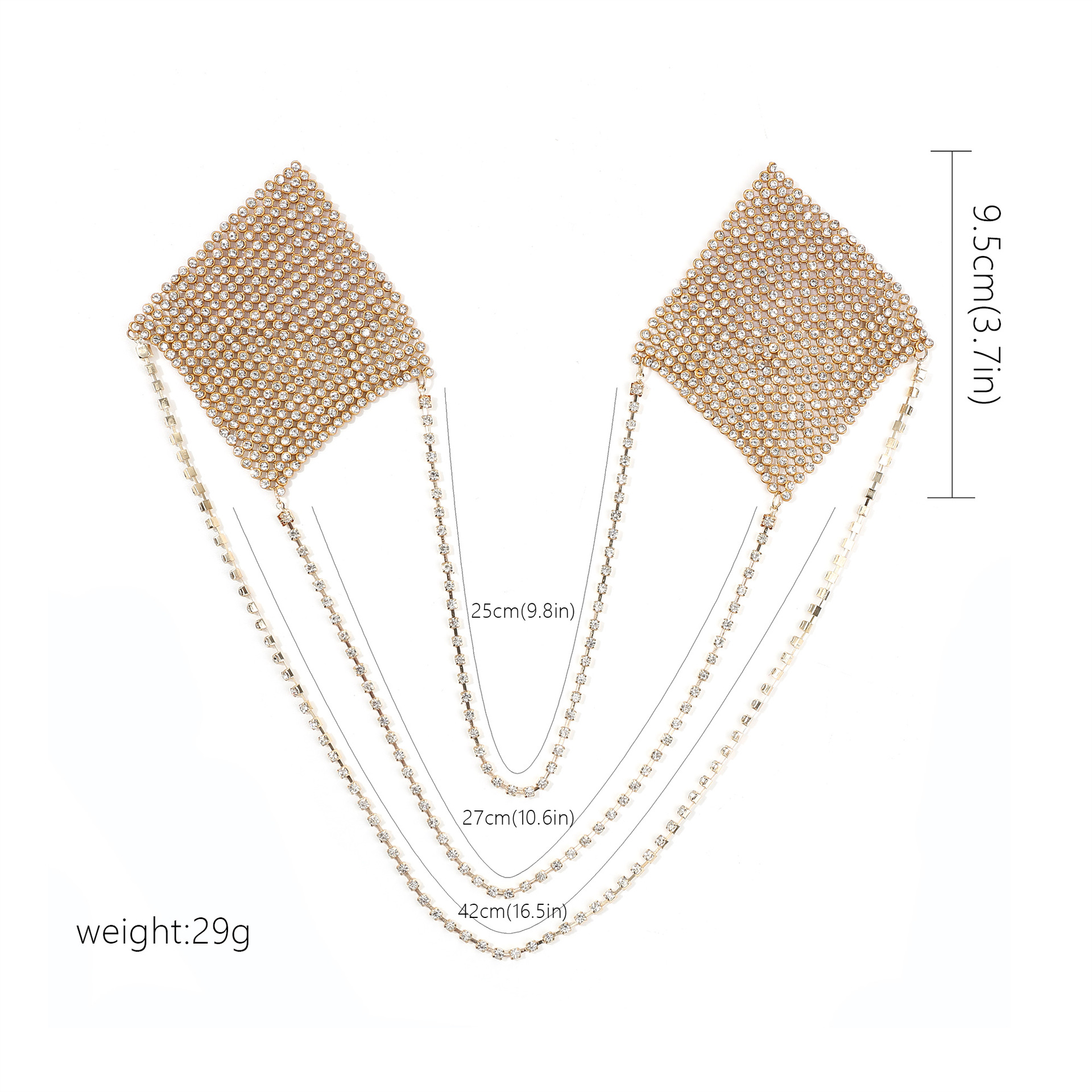Picture of Chest Chain, High-End Accessories for Women with Big Breasts, Pure Lust Style, Square Flash Diamond Aluminum Chain, Invisible Nipple Patch, Anti-Bulge Breast Ornament Hanging Chain