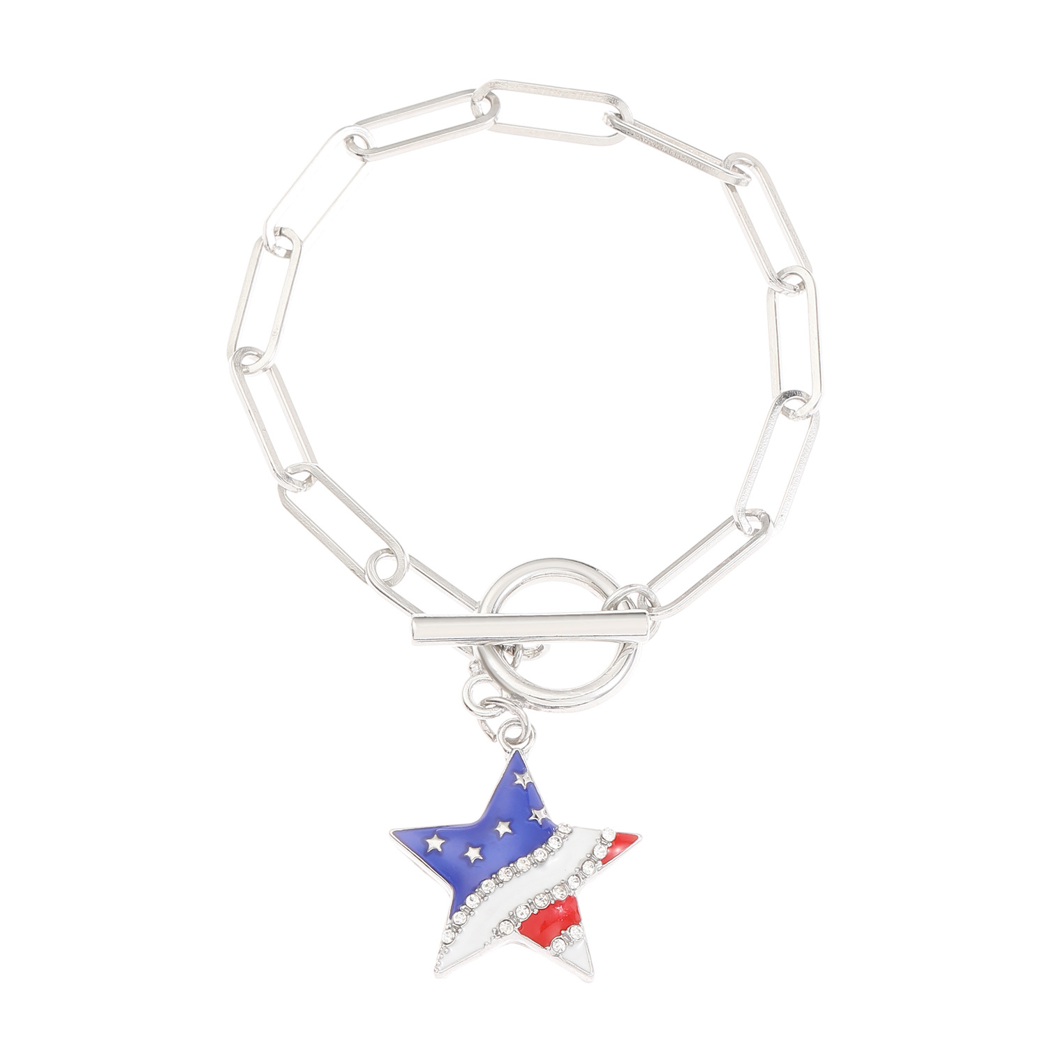 Picture of American Independence Day Bracelet suit Soft Pottery Beaded Letter Bow Love Personalized Fashion Multi-layer Bracelet for Women