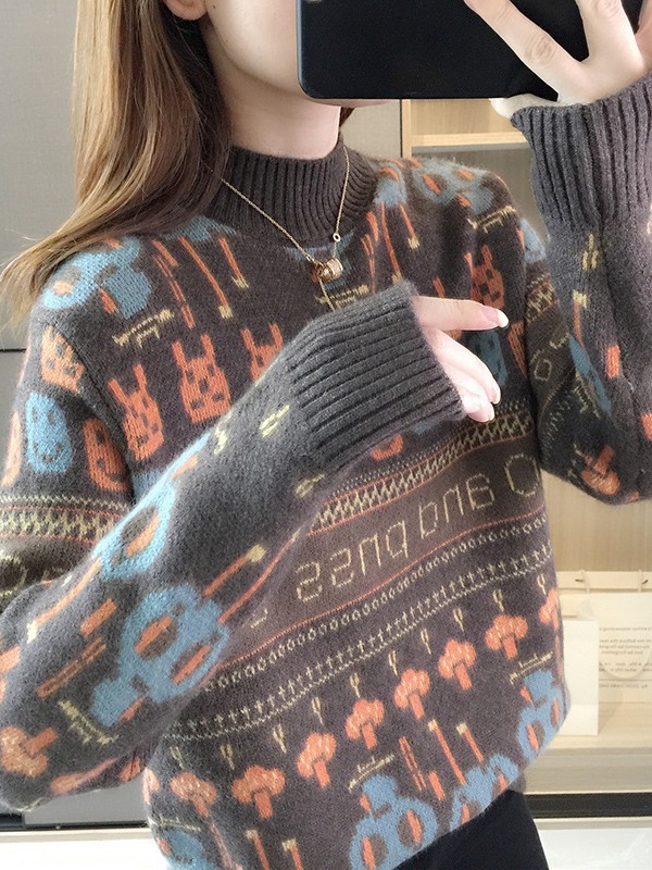 Picture of Women's sweater autumn and winter 2024 new women's clothing popular fashionable half turtleneck lazy style bottoming shirt trendy