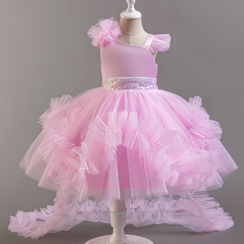 Amazon Hot Selling Girl's Detachable Tail Ponte Dress Western Fashion Baby Girl's Show dress
