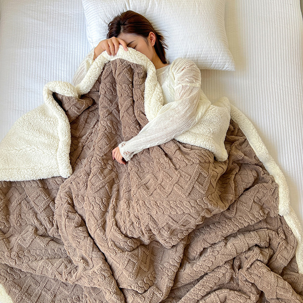 Picture of Thickened Coral Fleece Flannel Lamb Fleece Blanket Nap Sofa Blanket Office Shawl Air Conditioning Blanket