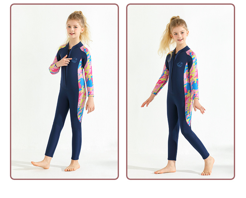 Picture of in stock 2.5mm children's diving suit girls one-piece swimsuit warm long sleeve sunscreen surfing snorkeling jellyfish suit