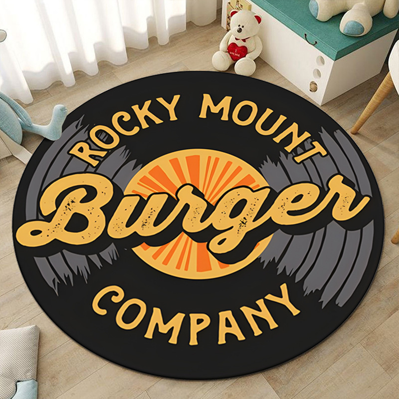 Cross-border vinyl record Rock living room carpet creative round carpet drum soundproof floor mat living room decorative mat