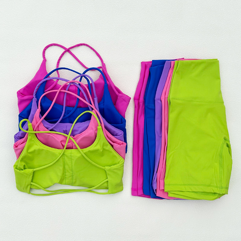 Cross-border Fitness Suit Yoga Sports suit Summer Beautiful Back Bra High Waist Hip-lifting Quick-drying Naked Yoga Shorts for Women