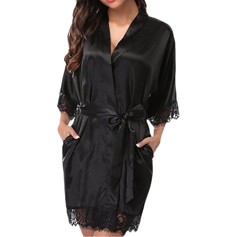 European and American Large Size Nightgown, Sexy Lingerie, Export Style Sexy Bathrobe, Ice Silk Pajamas, Women's Sexy Pajamas Set