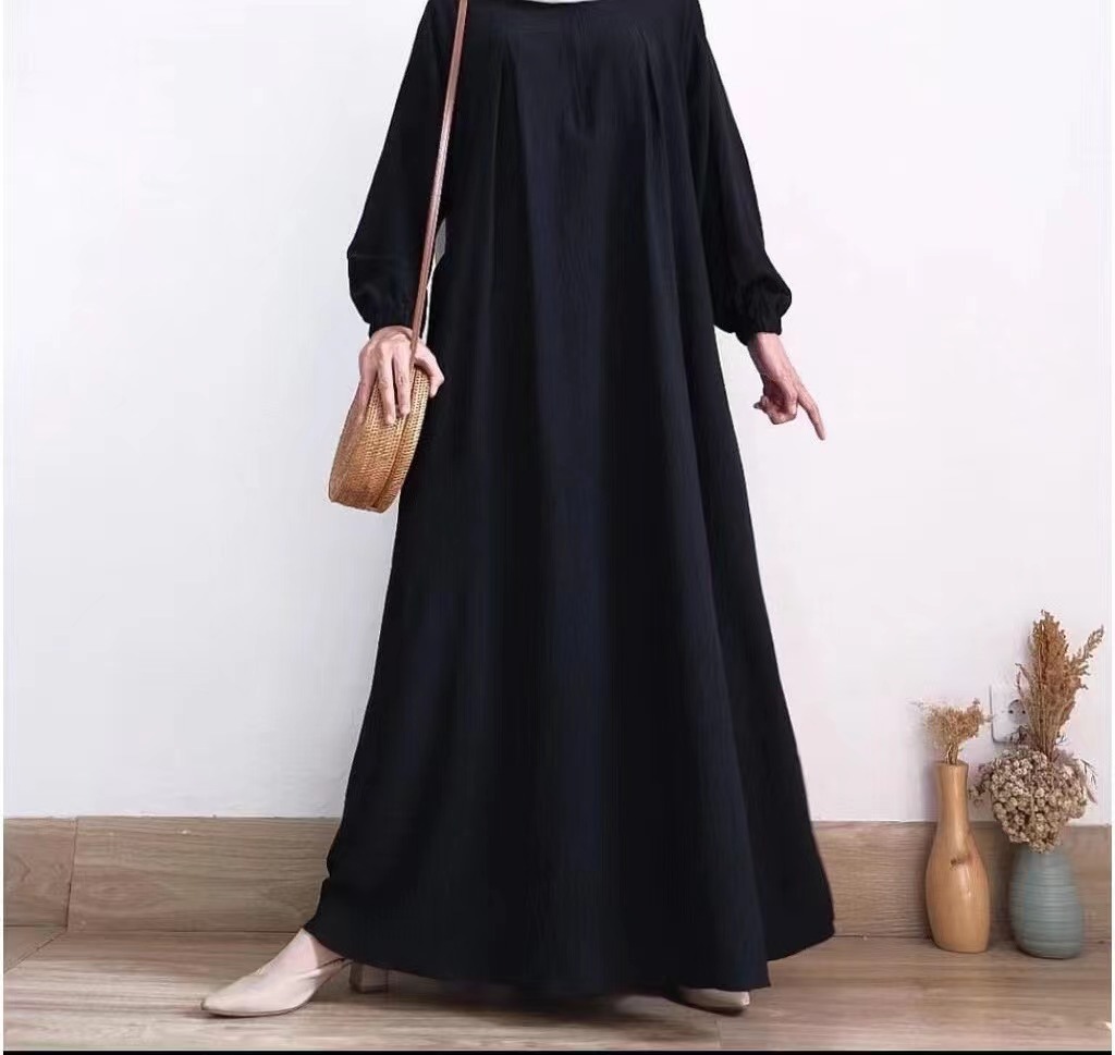 Picture of Foreign trade new cross-border Middle East solid color long sleeve zipper round neck dress Muslim dress factory batch in stock
