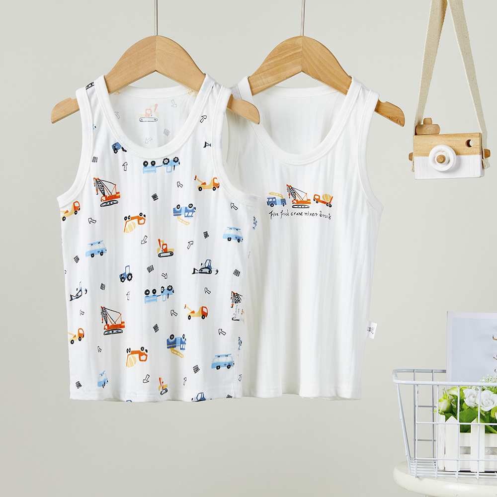 Picture of Children's Summer Vest Sling 2-Piece Boneless Cold Bottoming Shirt for Men and Women Baby Thin Sleeveless Air-Conditioned Home