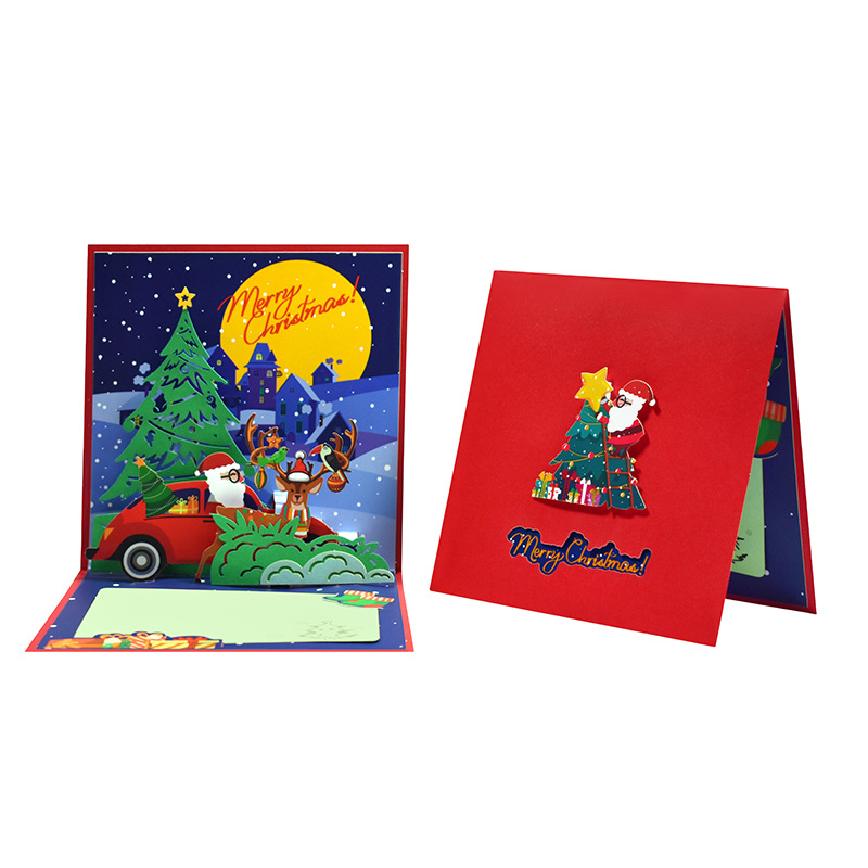 Picture of New Creative Amazon Cross-Border 3D Greeting Card Holiday Greetings Handmade Card Color Printed Christmas Lettering
