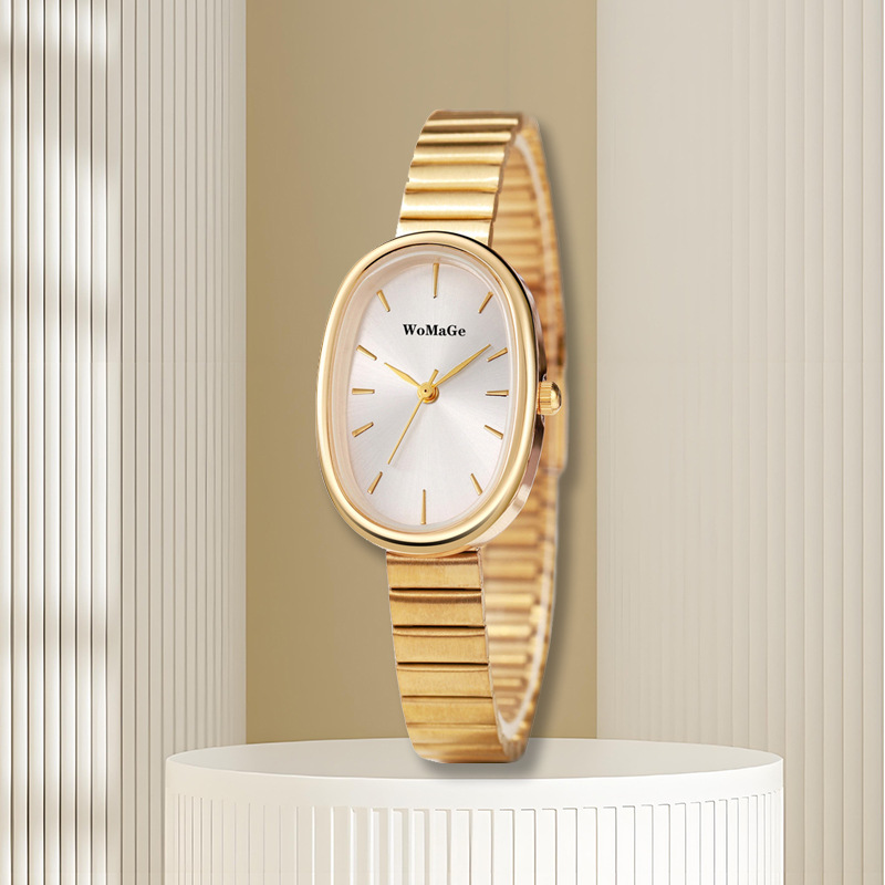 Authentic Womage Oval-Shaped Women's Fashion Trendy Exquisite Simple Minimalist Foreign Trade Tiktok Watch Wristwatch
