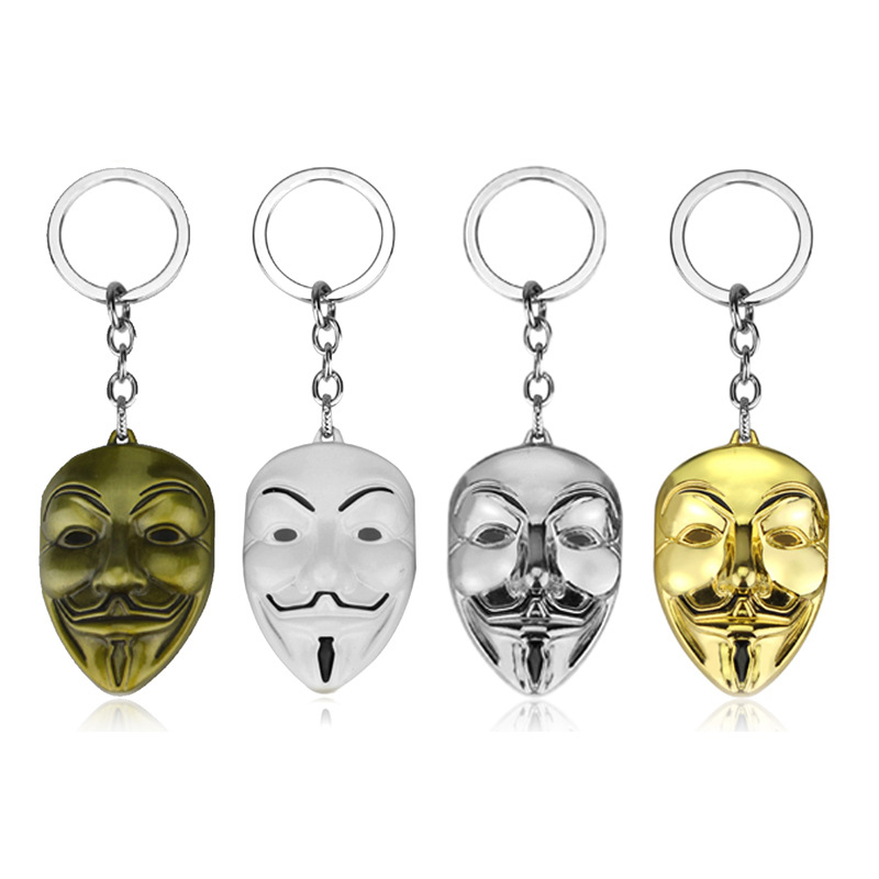 European and American Movies Surrounding V-character Vendetta Hacker Mask Modeling Keychain Schoolbag Pendant Personalized Small Gift