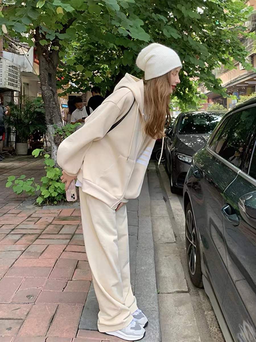 Picture of Amazon Cross-border Sportswear Suit Spring and Autumn New Student Loose Hooded Sweatshirt Jacket Casual Two-piece Set for Women