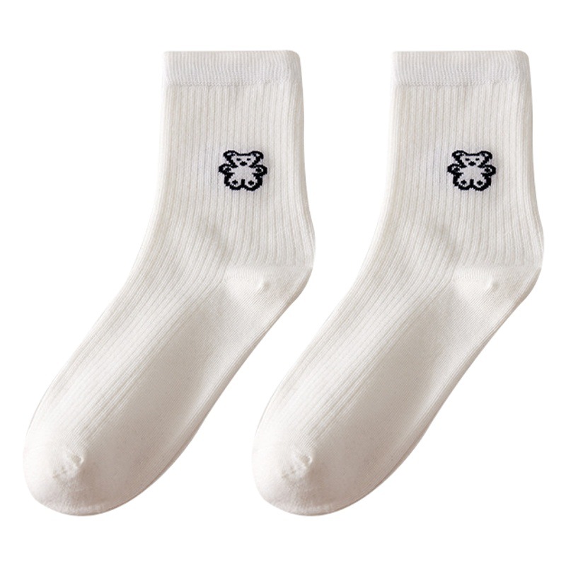 Socks Women's Autumn and Winter Mid-length Socks Women's Japanese-style Solid Color Pile Socks Women's Socks ins Trendy Simple Sports High Socks