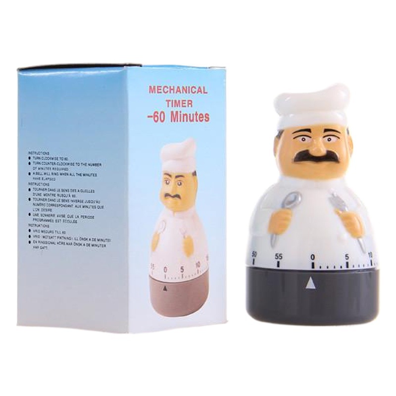 Cross-Border Chef Shape Timer Mechanical Clockwork Kitchen Soup Time Reminder Student Learning Self-Discipline Device