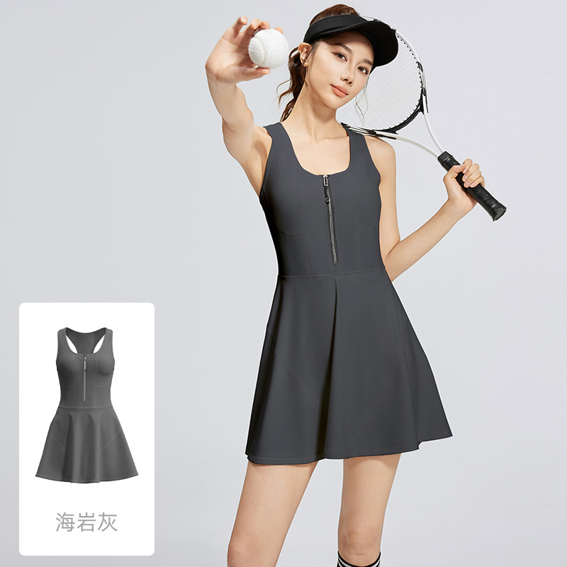 Picture of Juyitang Zipper One-Piece Dress for Women Anti-Exposure Bottoming Outdoor Running Fitness Sports Dress