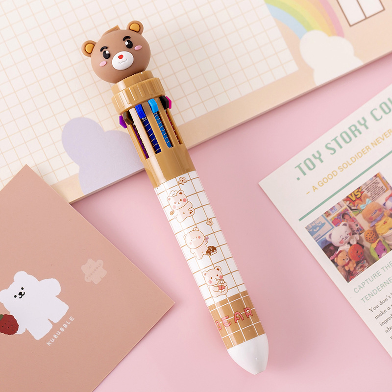 Picture of Ten-color ballpoint pen cartoon milk fat cute bear creative multi-color hand account pen pressing color pen multi-color pen