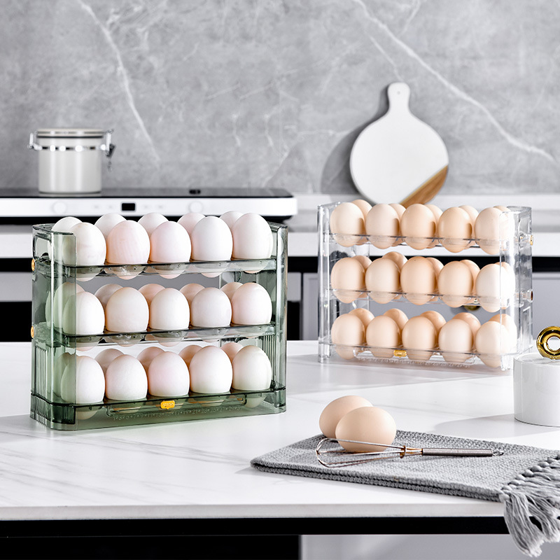 Picture of Egg storage box kitchen fresh-keeping egg box storage artifact refrigerator side door egg holder flip egg rack
