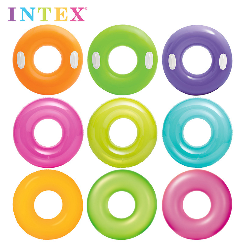 INTEX adult life buoy with handle inflatable armpit ring children thickened transparent swimming ring dance props