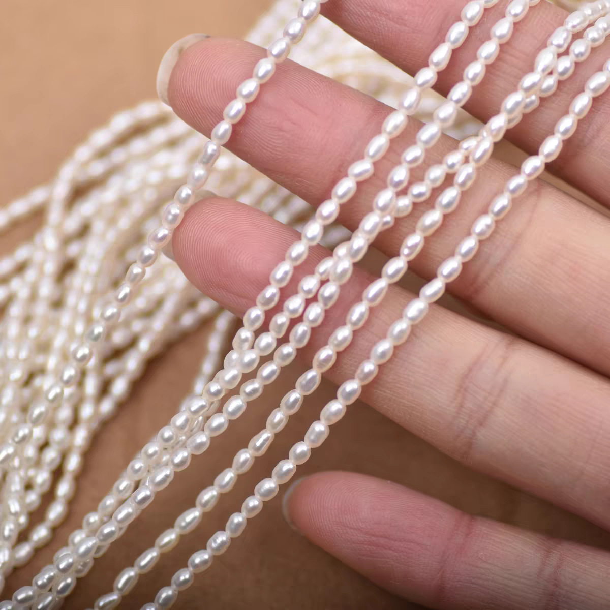 Picture of Baroque Long Strip Natural Freshwater Pearl Olive Green Facet Natural Zircon Women's Summer Fresh Beaded Necklace