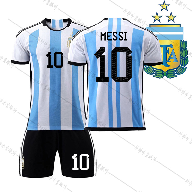 Picture of 2022 World Cup Champion Edition Argentina Home New Samsung Jersey Messi No. 10 Di Maria Football Jersey