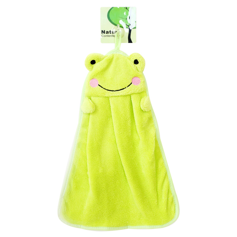 Picture of Korean Style Kitchen Cute Children Cartoon Microfiber Coral Velvet Animal Embroider Hanging Hand Towel Hand Towel